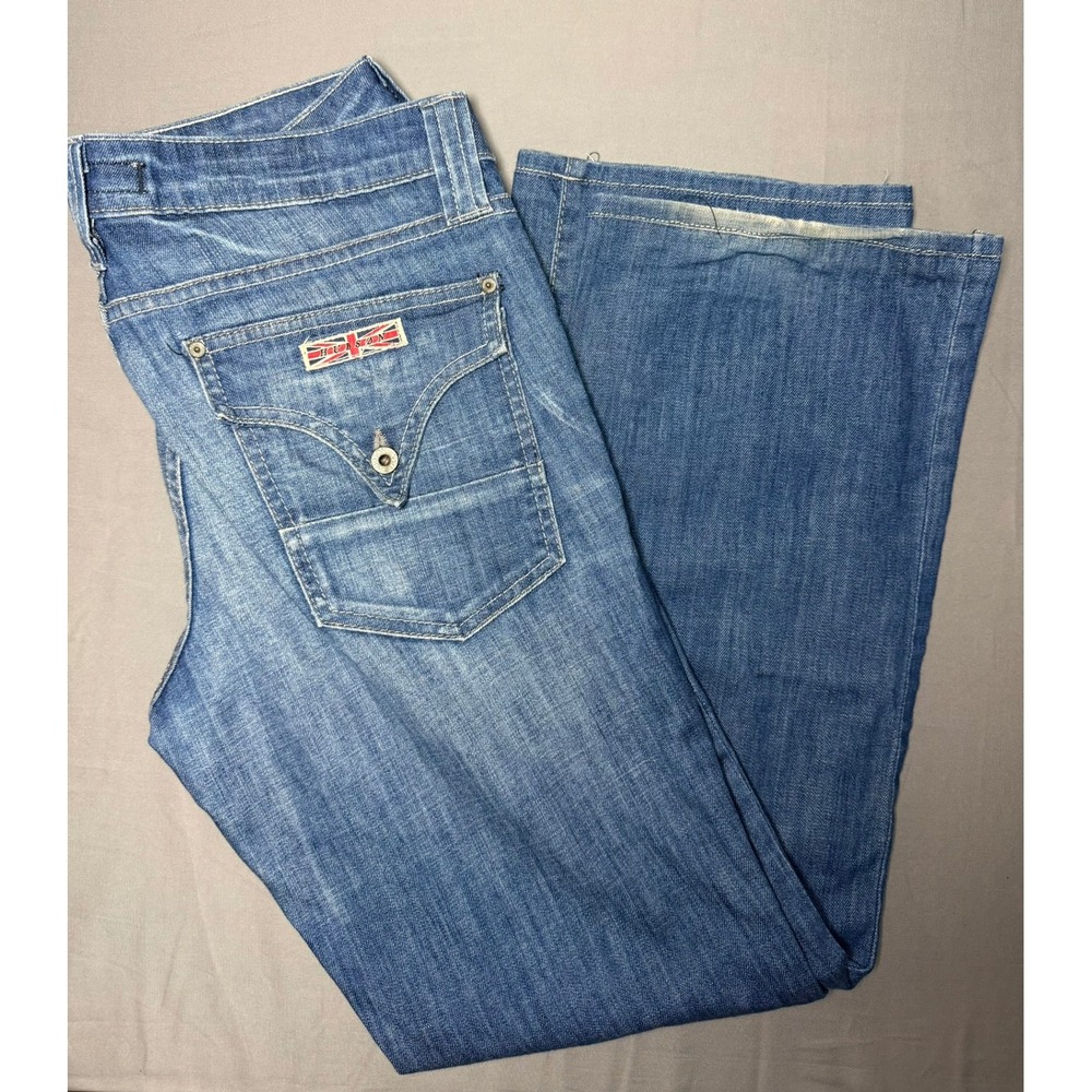 Hudson Women Blue Bootcut Jeans Size 32 Flap Pocket Button Fly Medium Wash Denim